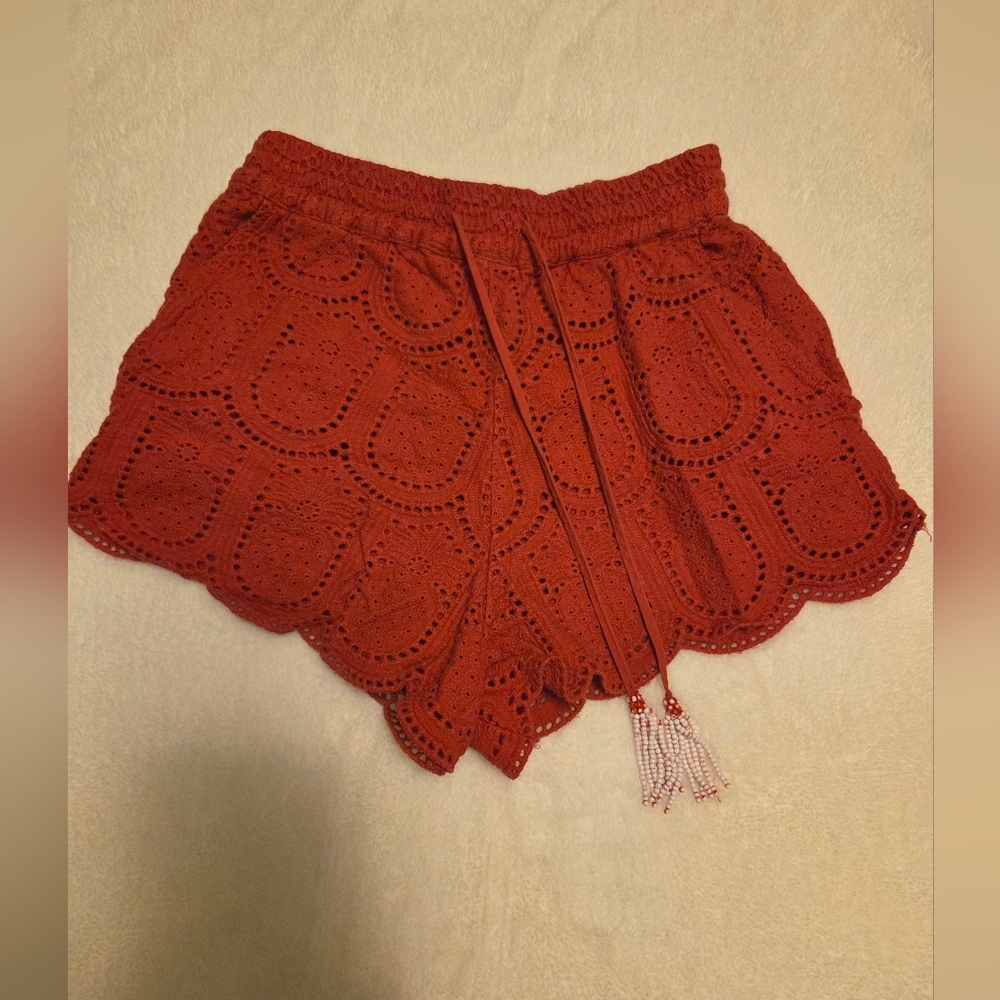Farm Rio Red Pineapple Eyelet Shorts XXS